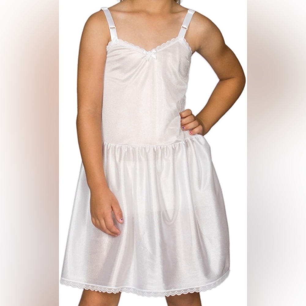 IC Collections Little Kid White Silky Smooth Under Dress Slip NWT Size 14